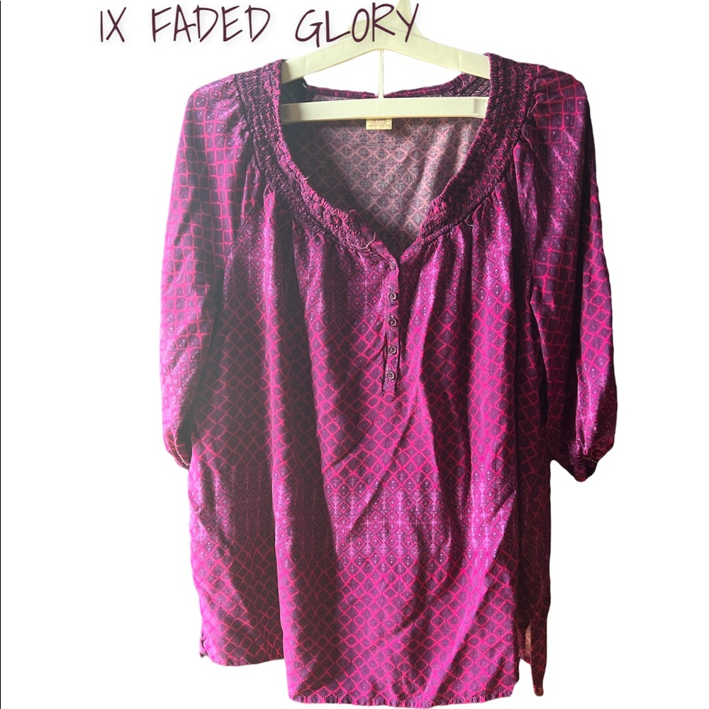 🌟3/$21🌟 FADED GLORY 3/4 SLEEVE SHIRT WITH BUTTON FRONT 1X
